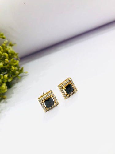 Black Golden Stud Earrings